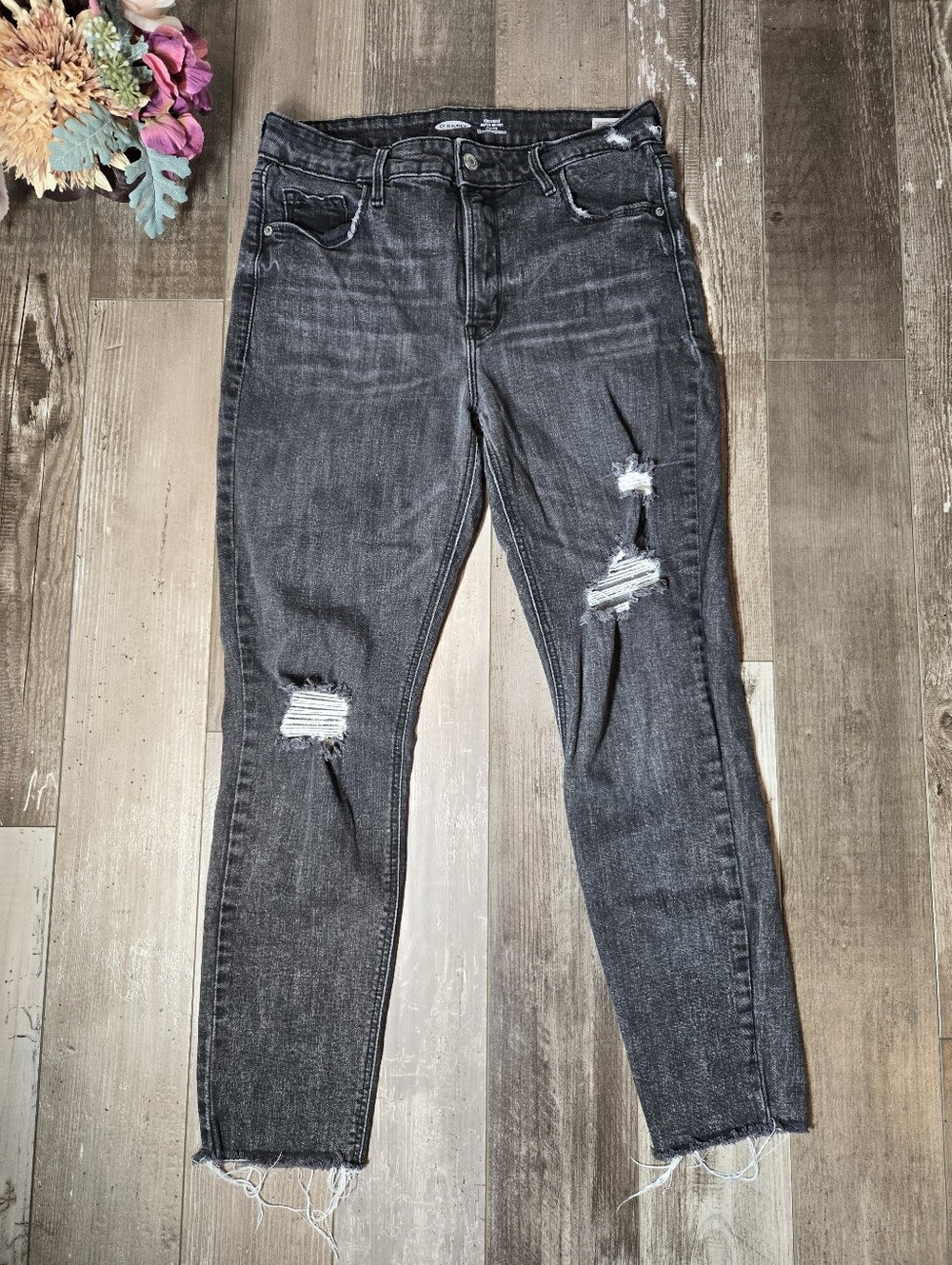 Old Navy Black Rockstar Super Skinny High‑Rise Jeans Size 10